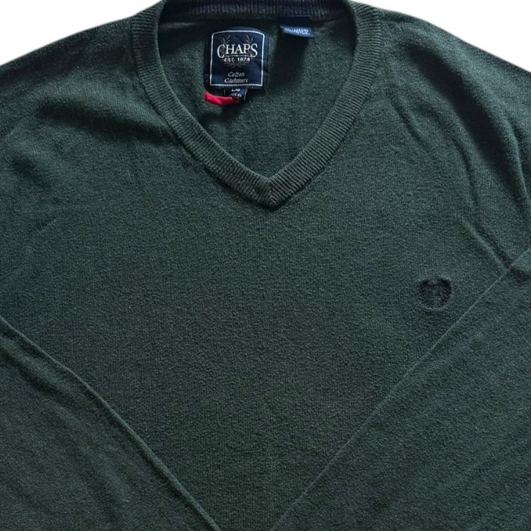 Large Chaps Green V-Neck Jumper