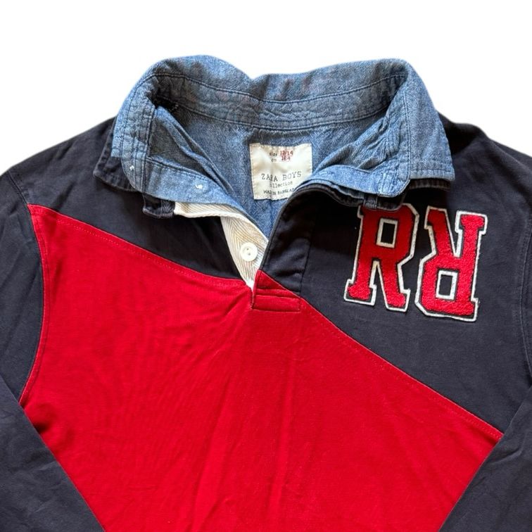 Aged 13-14 Zara Navy and Red Rugby Shirt