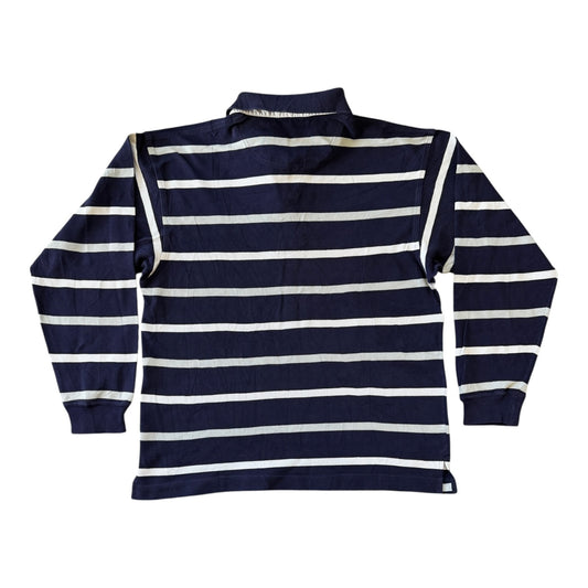 Medium Lacoste Navy And White Long Sleeved Polo Shirt