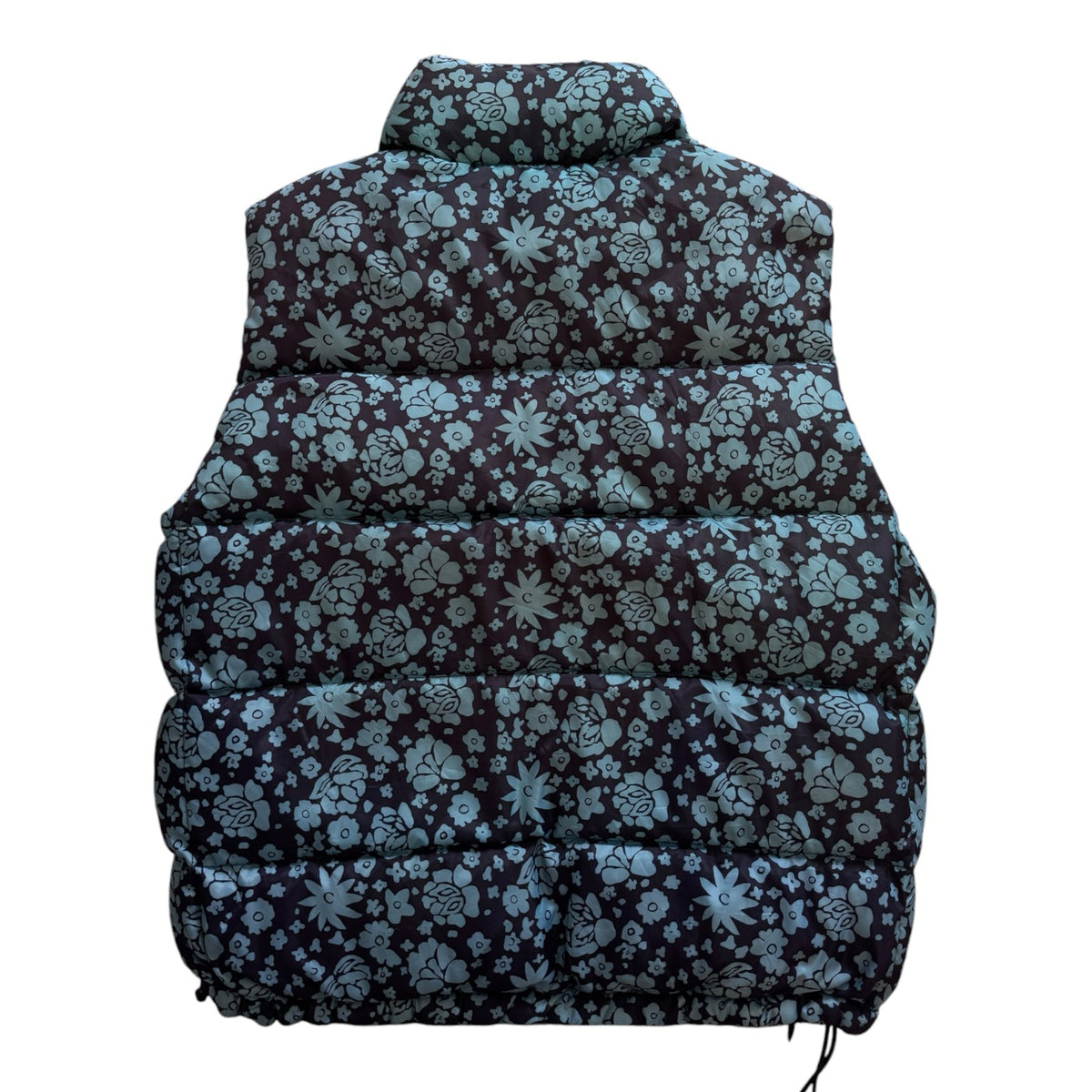 Woman's Medium Ralph Lauren Black and Blue Floral Gilet Puffer Coat