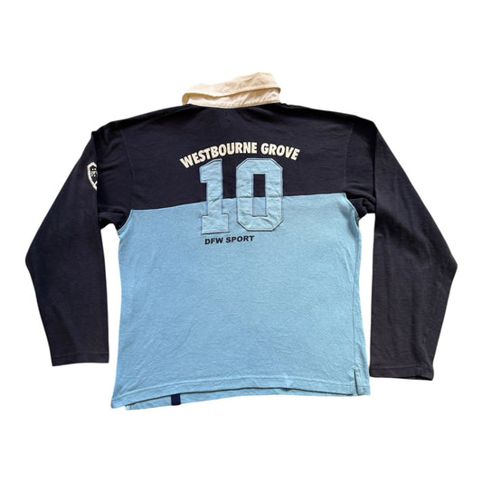 Large DF Bow Blue and Navy Westbourne Grove Rugby Shirt