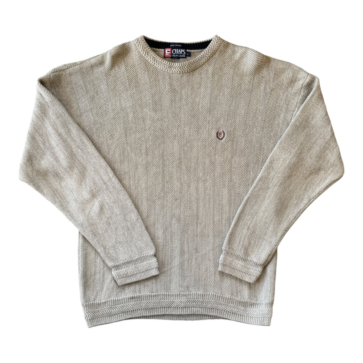 Large Chaps Beige Herringbone Knitted Jumper
