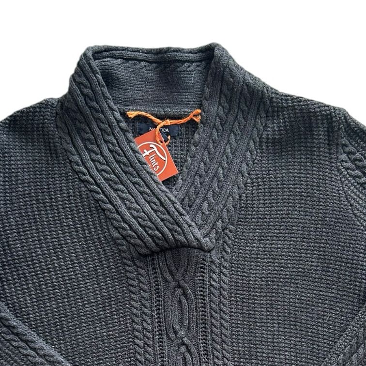 Woman's Large Nautica Grey Knitted Shawl Neck Jumper