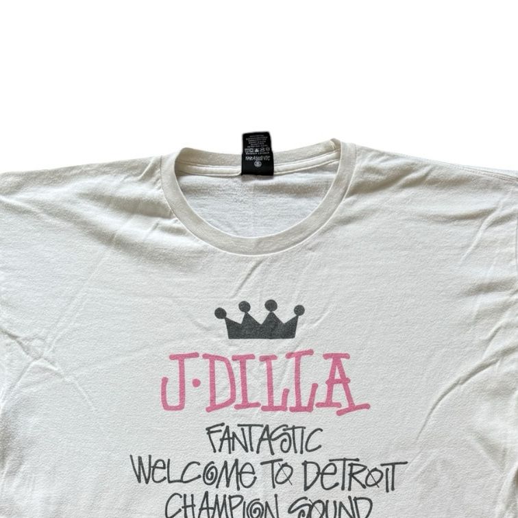 2000's Rare Large Stussy x J Dilla World Tour Donuts White T-Shirt - marked