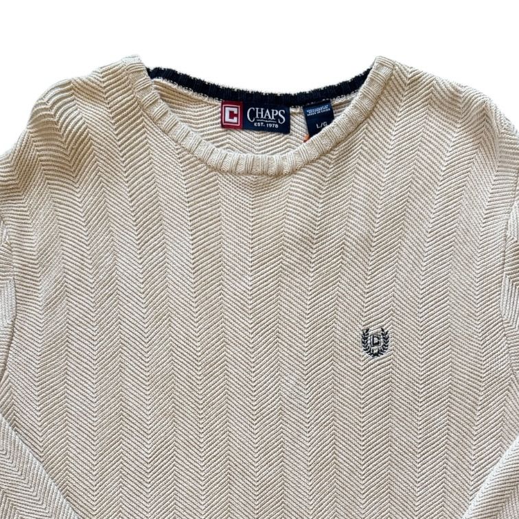 Large Chaps Beige Herringbone Knitted Jumper