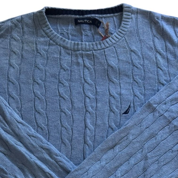 Extra large Nautica Light Blue Cable Knit Jumper