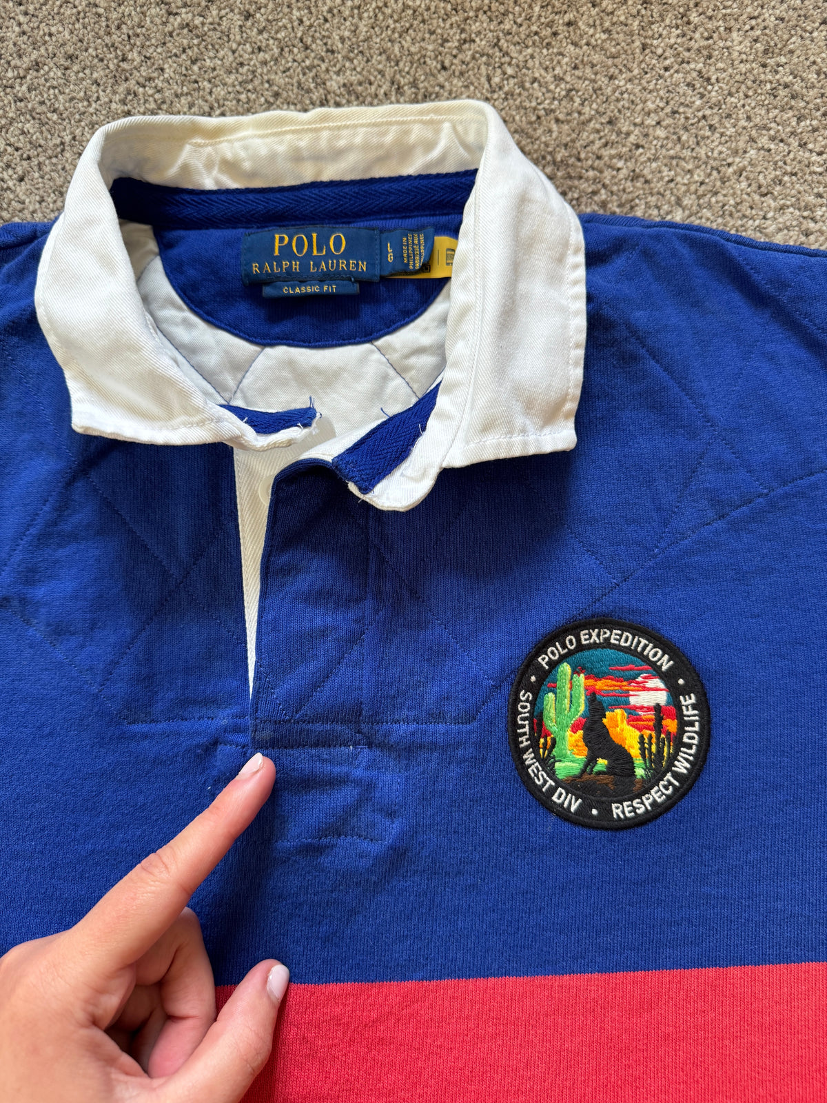 Large Ralph Lauren Expedition Colour Block Rugby Shirt