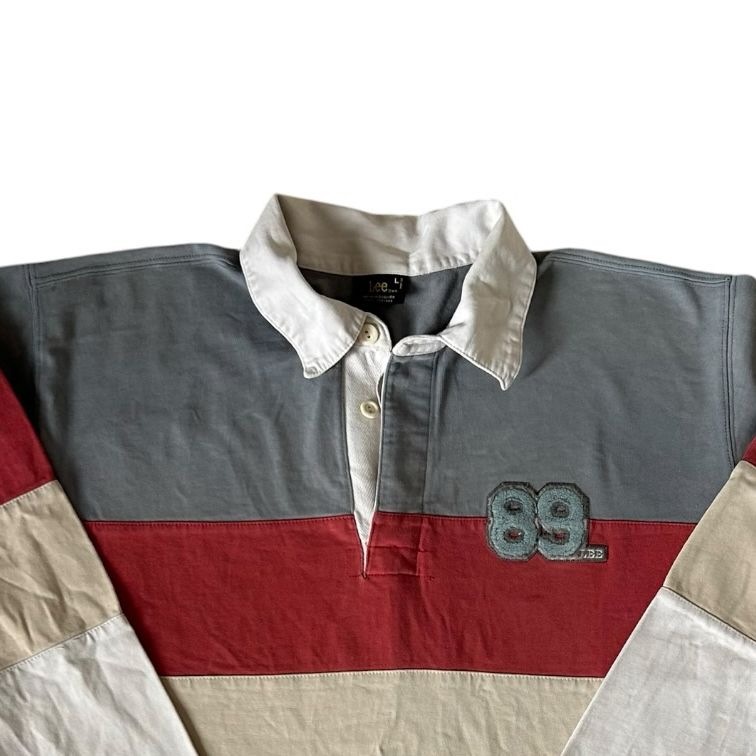 Large Lee Grey, Red and Cream Rugby Shirt
