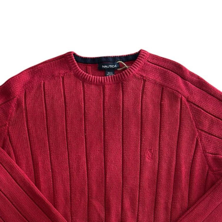 Extra large Nautica Red Knitted Ribbed Thick Jumper