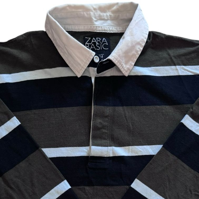 XXL Zara Brown and White Rugby Shirt