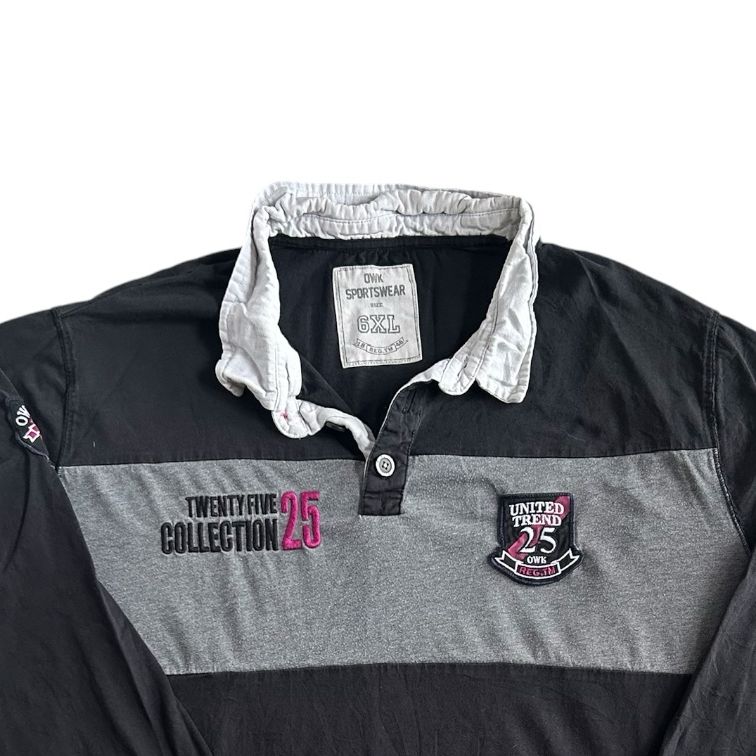 6XL Owk Sportswear Black and Grey Rugby Shirt