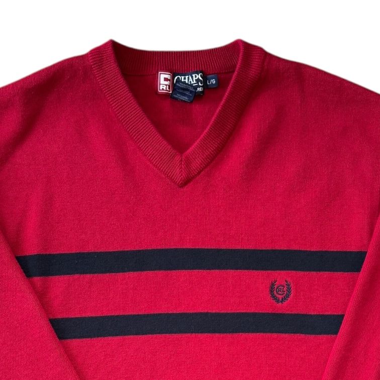 Large Chaps Red V-Neck Jumper
