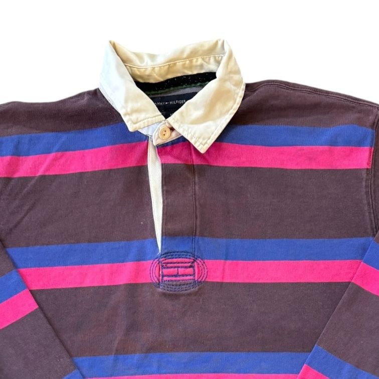Medium Tommy Hilfiger Brown Striped Rugby Shirt