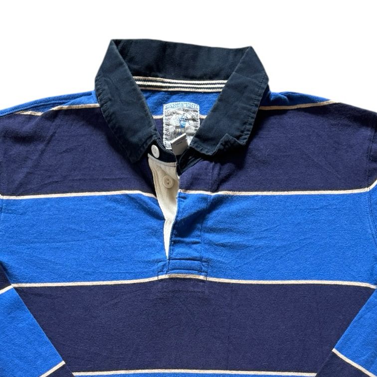 Medium Lands' End Blue and Navy Rugby Shirt