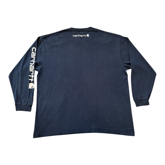 XXL Carhartt Navy Long Sleeved Spellout T-Shirt