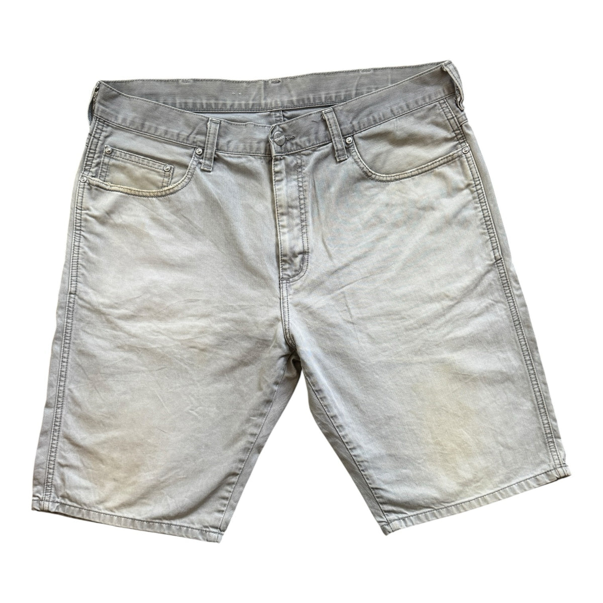 34" Carhartt Washed Grey Western Bermuda Denim Shorts