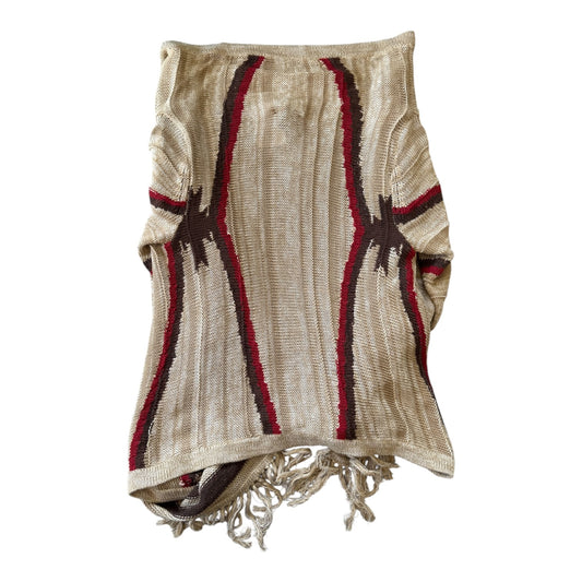 Woman's Large Ralph Lauren Southwestern Tribal Aztec Beige Shawl Cardigan Wrap