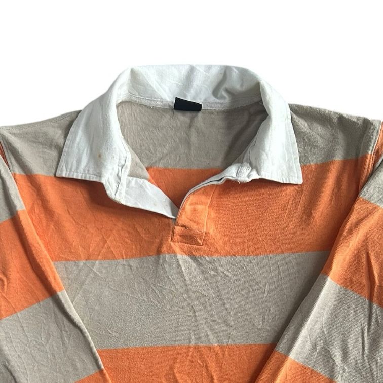 Large Pull and Bear Orange and Beige Rugby Shirt