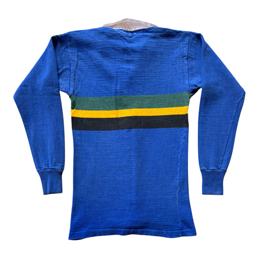 1980's Vintage Extra small Europa Sports Capella Blue Striped Rugby Shirt