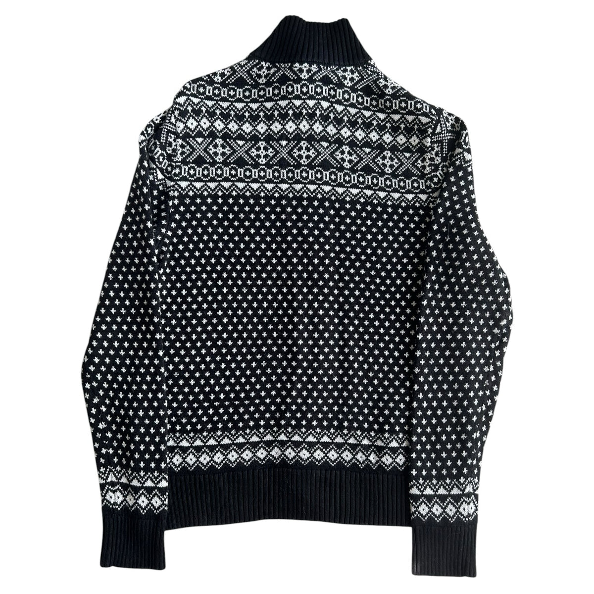 Medium Tommy Hilfiger Black and White Fair Isle Full Zip Jumper