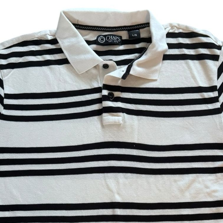 Large Chaps White and Black Polo Shirt