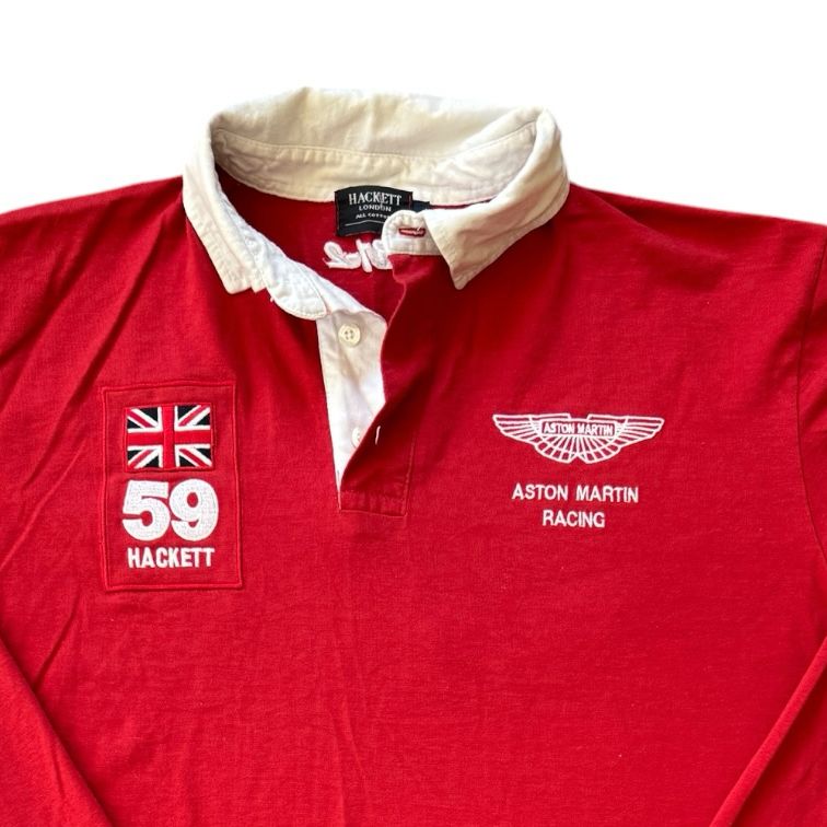Large Hackett Aston Martin Red Rugby Shirt