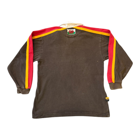 Kids Large Cotton Traders Brown 2001 Newport Rugby Shirt