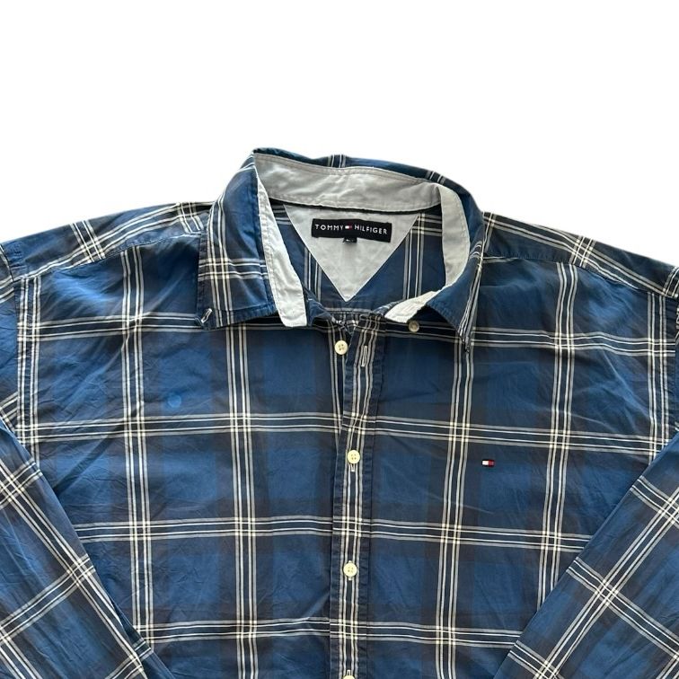 XXL Tommy Hilfiger Blue and Cream Plaid Shirt