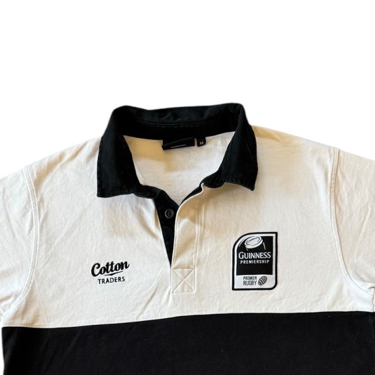 Medium Cotton Traders Guinness Black and White Rugby Shirt