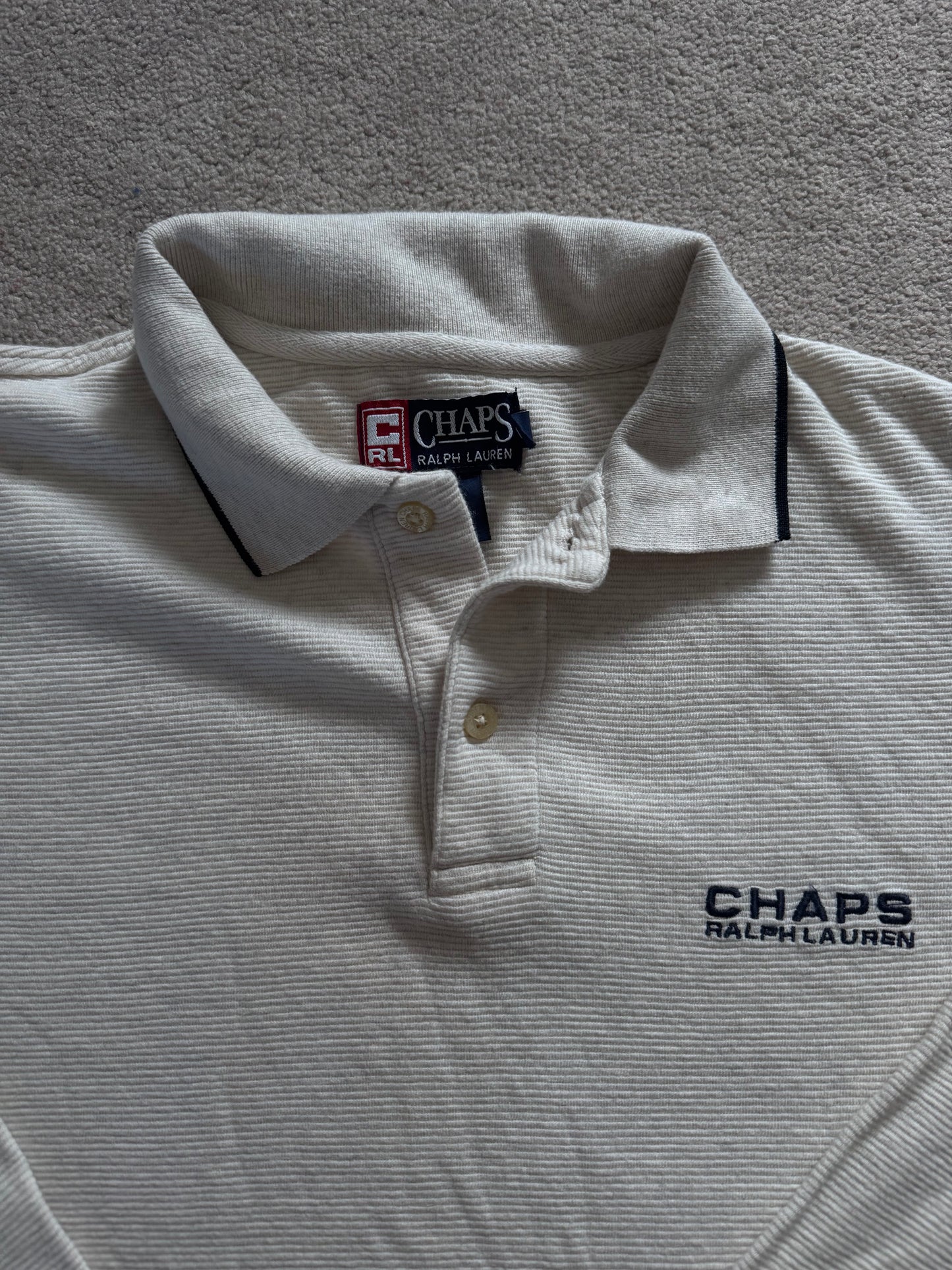 Small Chaps White Long Sleeved Polo Shirt