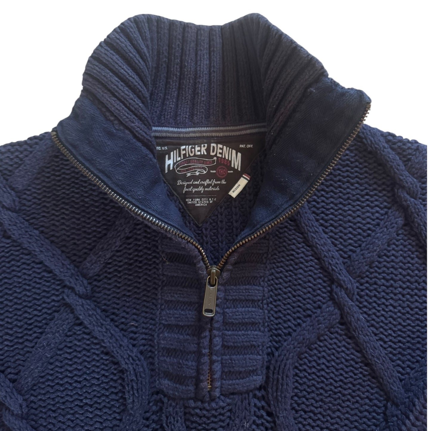 Medium Tommy Hilfiger Navy Thick Knitted 1/4 Zip
