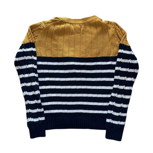 Women's Medium Tommy Hilfiger Yellow/Navy Cable Knit Cardigan