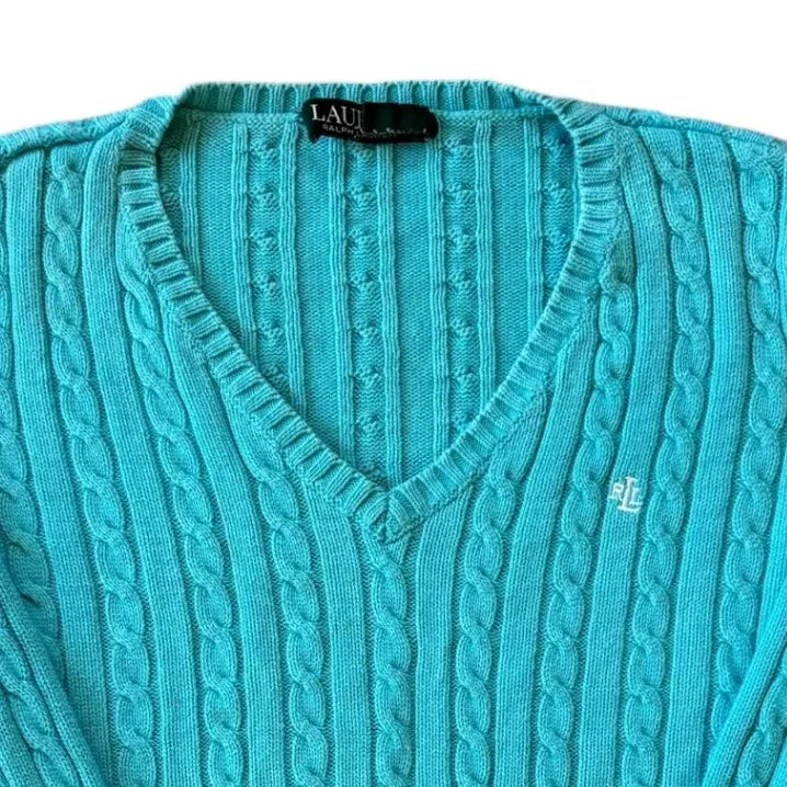Womans Small Ralph Lauren Blue Cable Knit