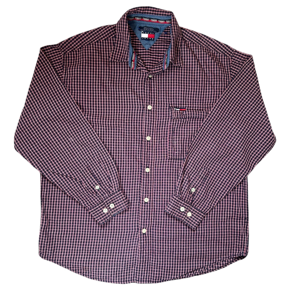 Large Tommy Hilfiger Red and Navy Shirt