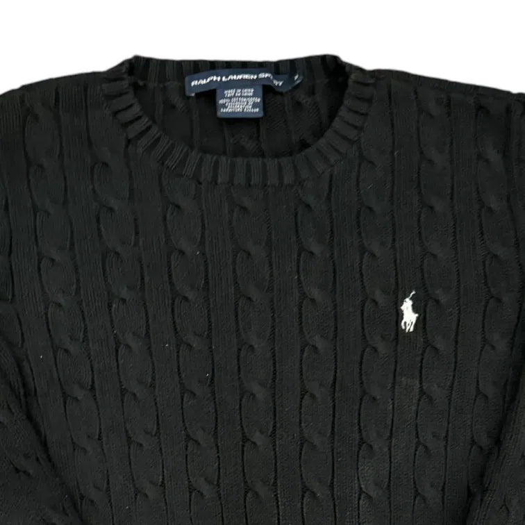 Womans Medium Ralph Lauren Black Cable Knit