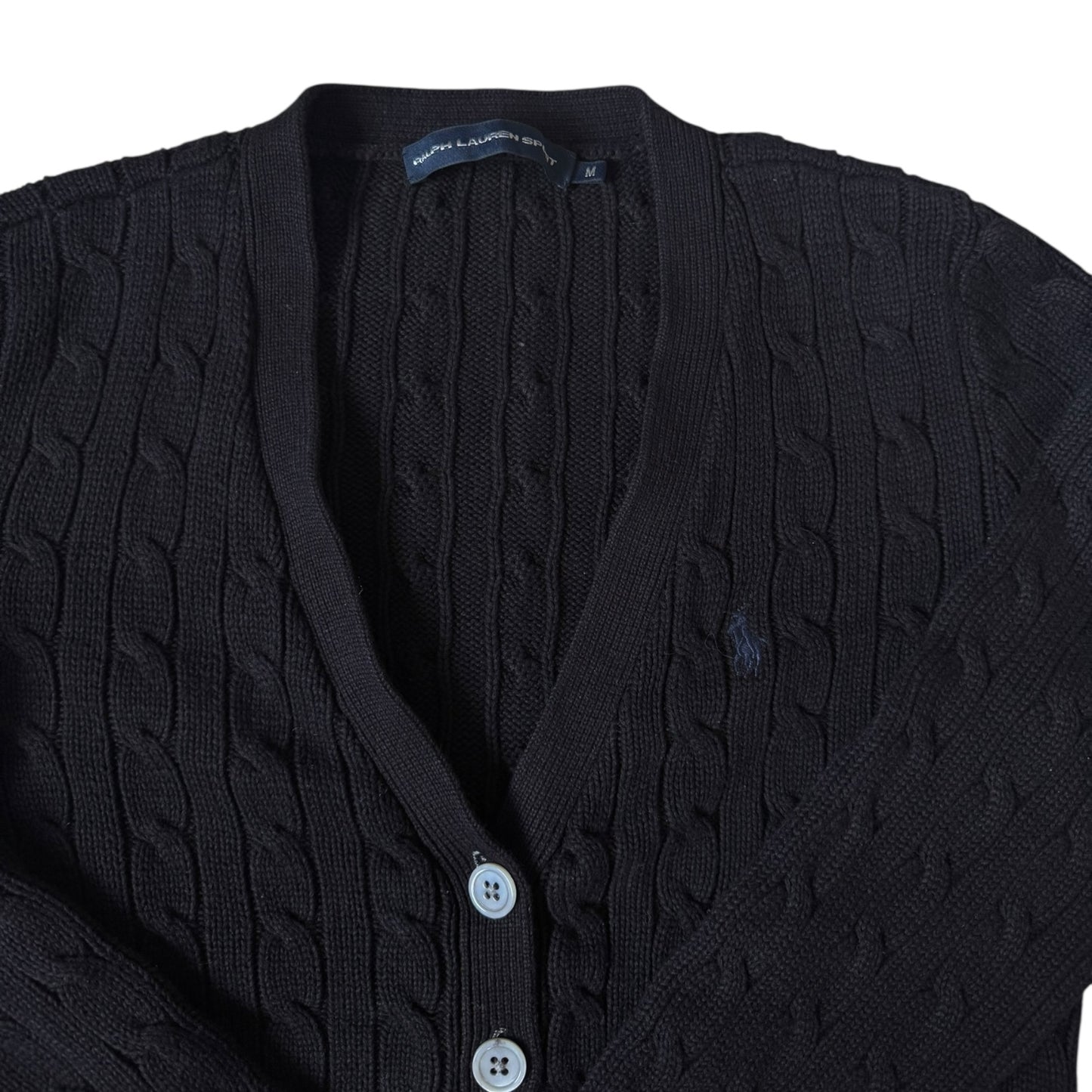 Medium Ralph Lauren Black Cable Knit Cardigan