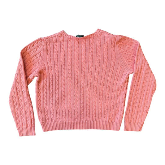 Womans Large Ralph Lauren Pink Cable Knit