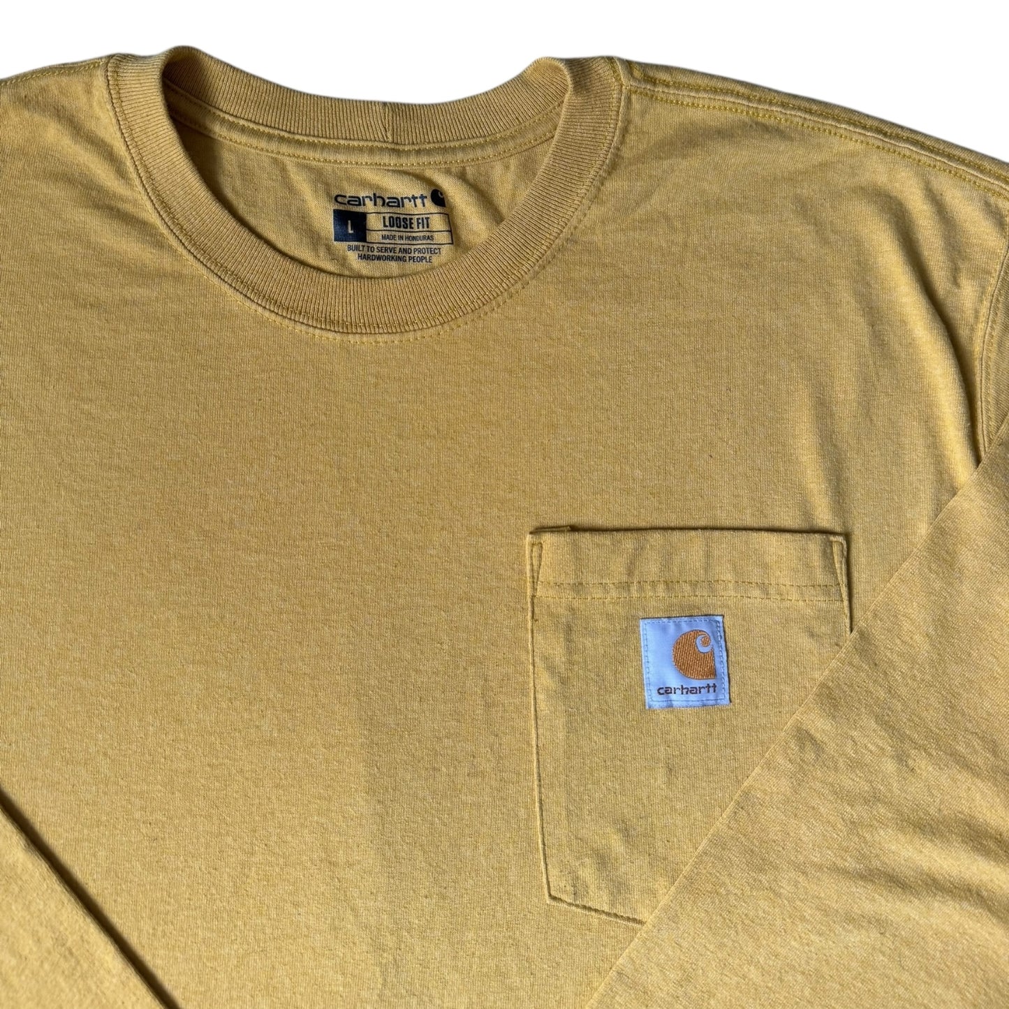 Large Carhartt Yellow Long Sleeved T-Shirt