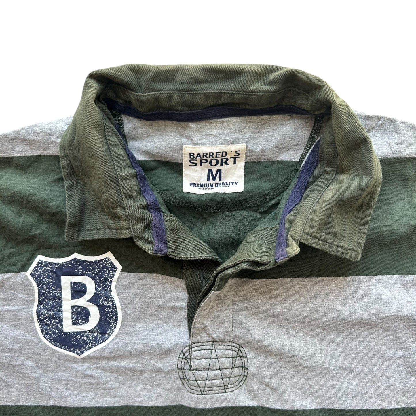 Medium Barred's Sport Green and Grey Striped Rugby Shirt