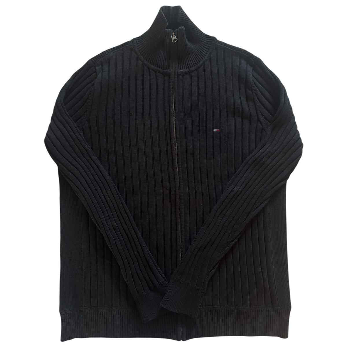 Extra Large Tommy Hilfiger Black Knitted Zip Up Jumper