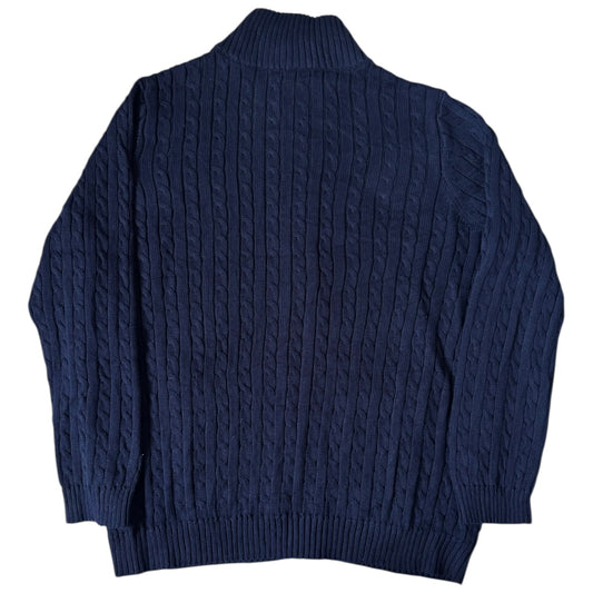 Women’s XXL Ralph Lauren Navy Cable Knit Full Zip Jumper