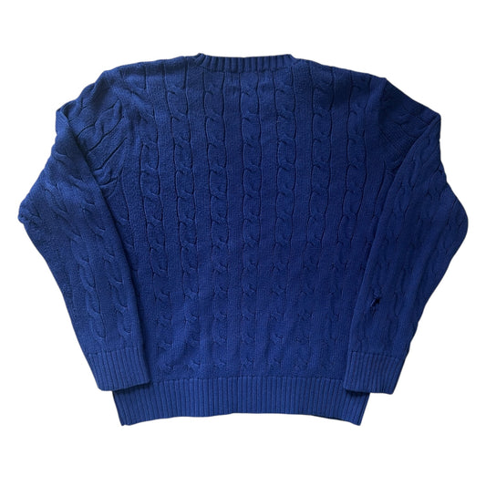Large Ralph Lauren Blue Cable Knit Jumper