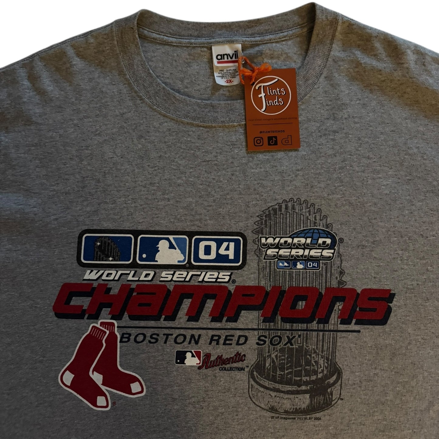 XXL Anvil Grey Boston Red Sox 2004 Champions Graphic T-Shirt