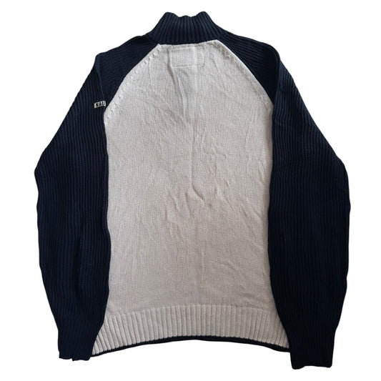 Large Nautica Navy and White Knitted 1/4 Zip