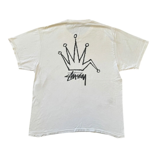 Large Stussy Broken Crown White T-Shirt