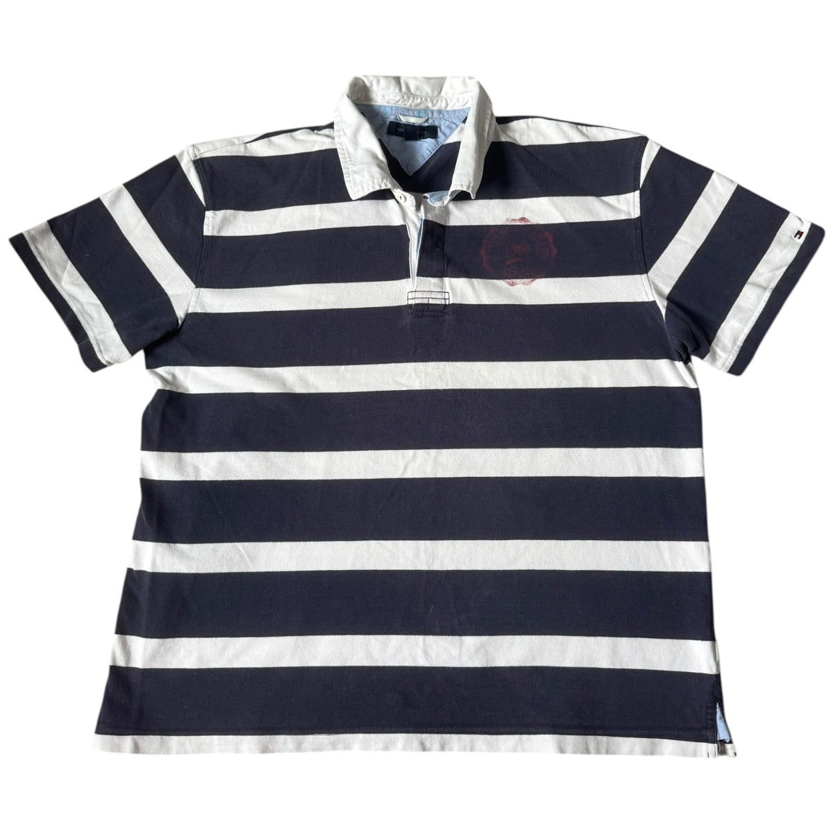 XXL Tommy Hilfiger Navy and White Striped Polo Shirt