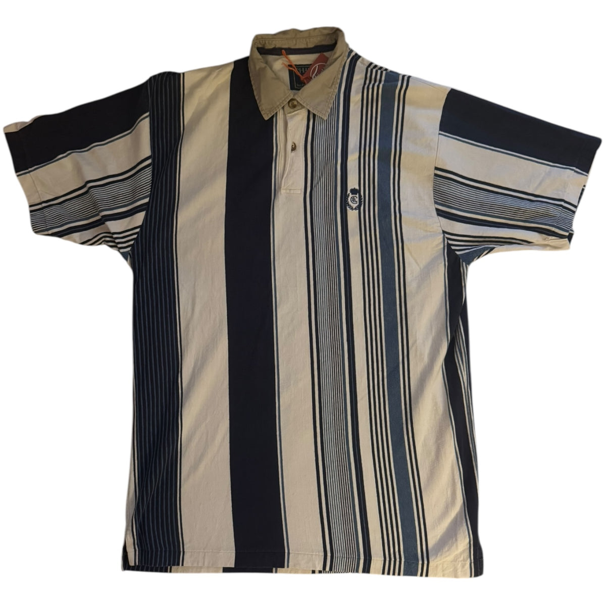 Extra Large Chaps Blue and White Striped Polo Shirt