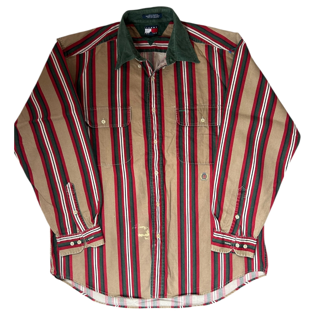 Large Tommy Hilfiger Beige Striped Shirt