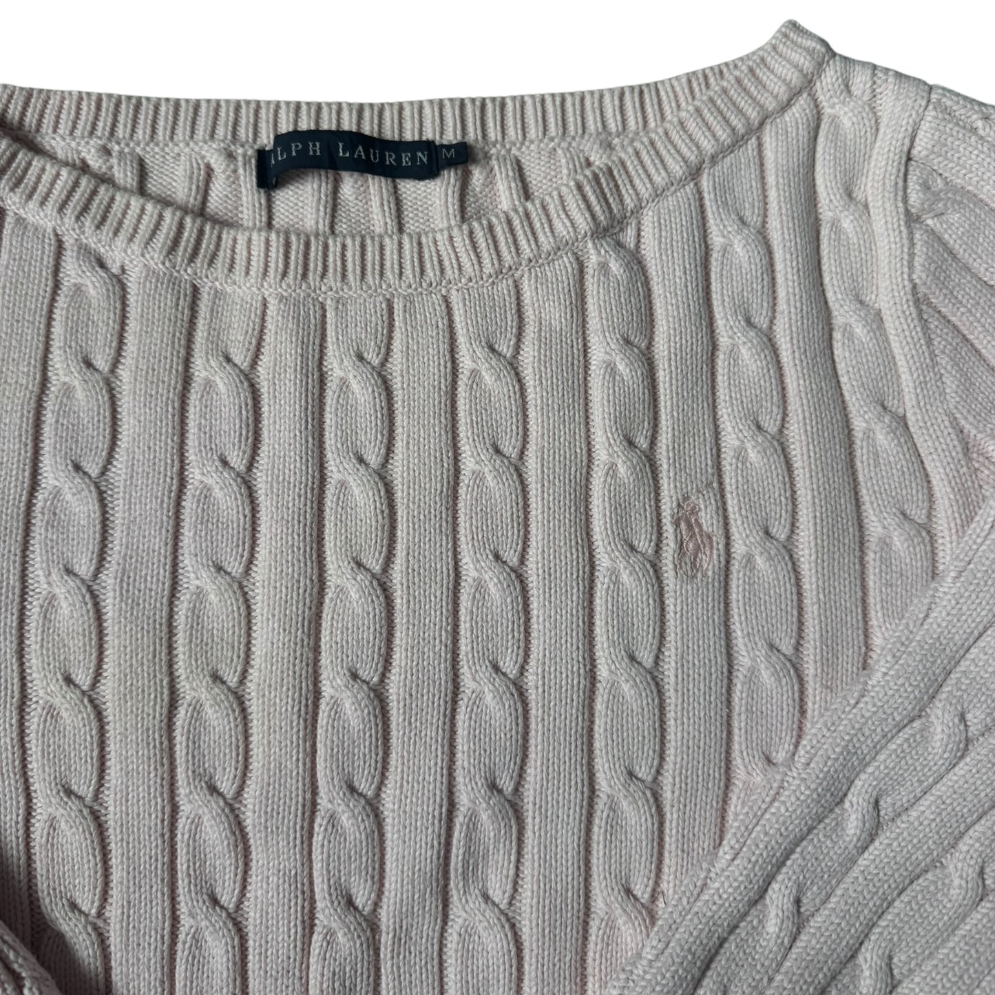 Women’s Medium Ralph Lauren Light Pink Cable Knit Jumper