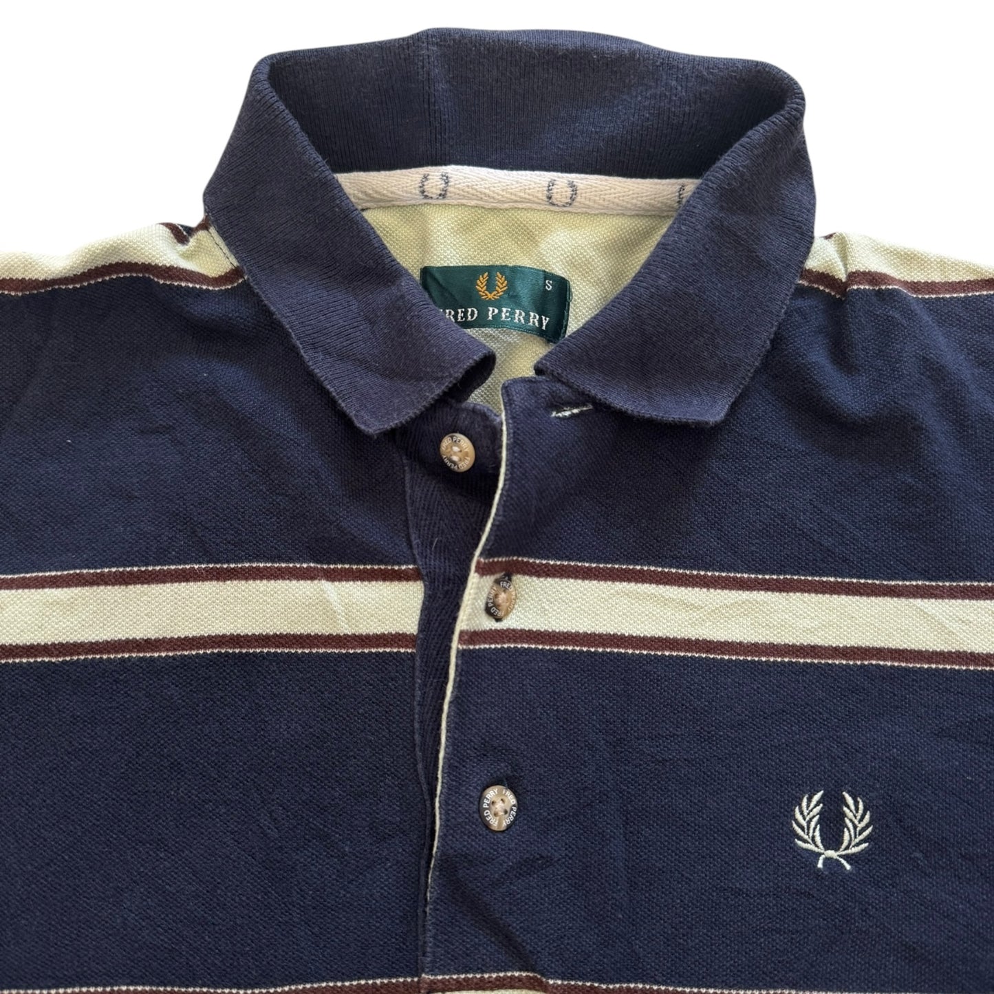 Small Fred Perry Striped Navy Polo Shirt